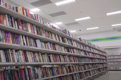 Shelves of books in the book department.
