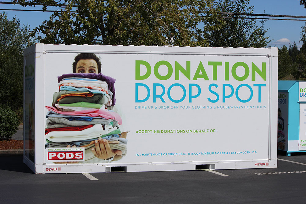 Donation drop spot pod.