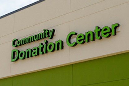 Community Donation Centre sign.