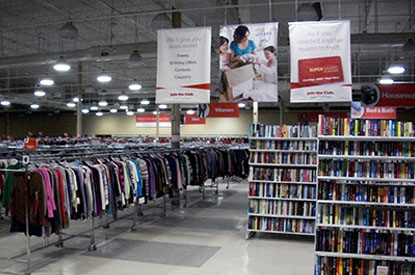 Books and tops on the sales floor.