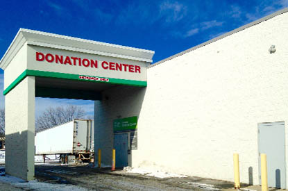 Entrance to the donation center drop off area.