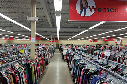 Rows of clothes.