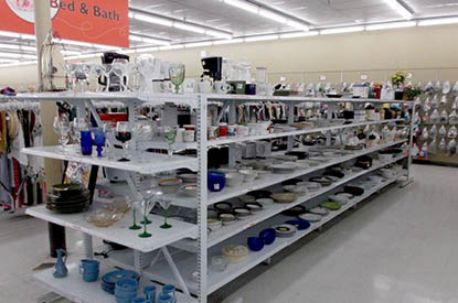 Glasses and dishware in the housewares department.