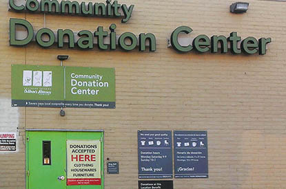 Community Donation Center drop off area.