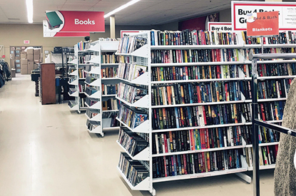 Book department inside the store.