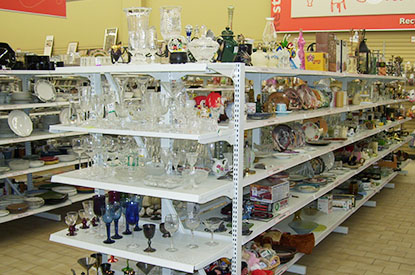 Miscellaneous glassware in the housewares department.