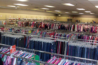 Racks of miscellaneous clothes.