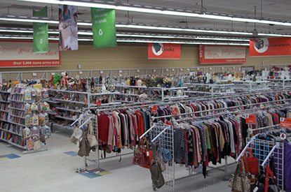 Racks of miscellaneous clothes.